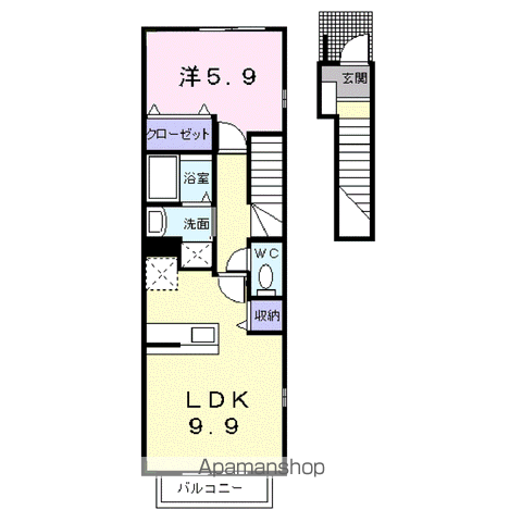 ファブリルライト(1LDK/2階)の間取り写真
