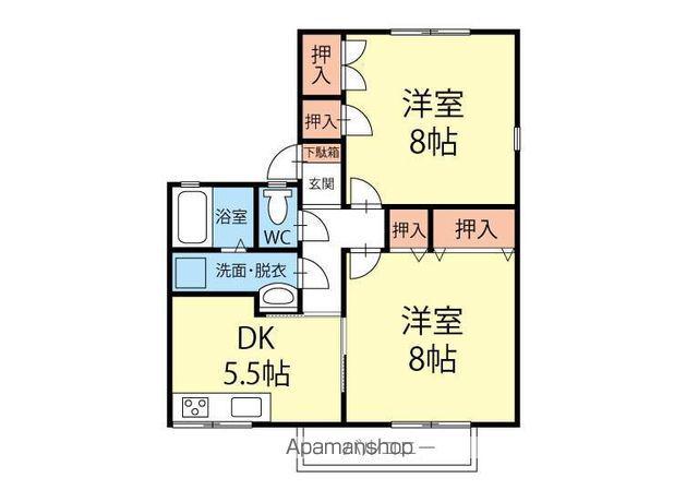 ウィステリア沢村A(2DK/1階)の間取り写真