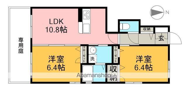 シャーメゾン万々Ⅱ(2LDK/1階)の間取り写真
