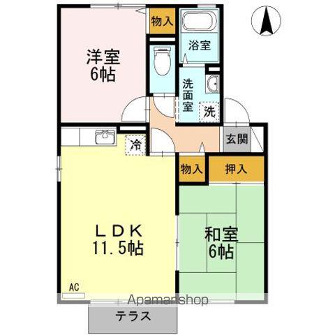 セブン三井(2LDK/1階)の間取り写真