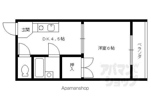 エスポワール朱雀(1DK/2階)の間取り写真