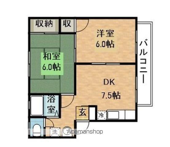 北六甲台ハイツ(2DK/2階)の間取り写真
