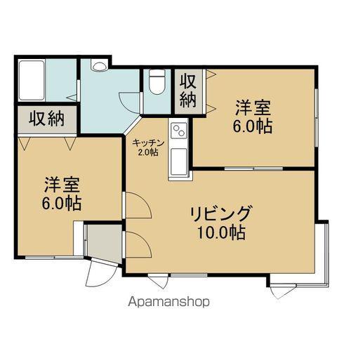 ORANGEぱれっと(2LDK/2階)の間取り写真