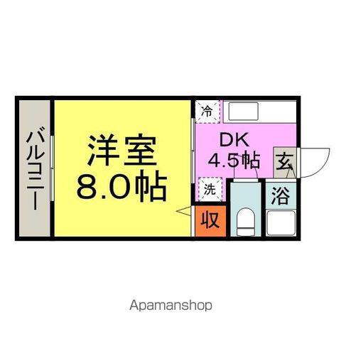 ピュア西新ABCD棟(1DK/1階)の間取り写真