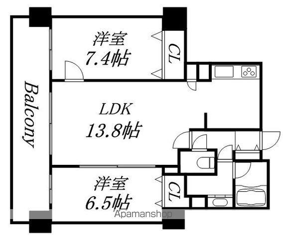 レジディア円山北5条(2LDK/11階)の間取り写真