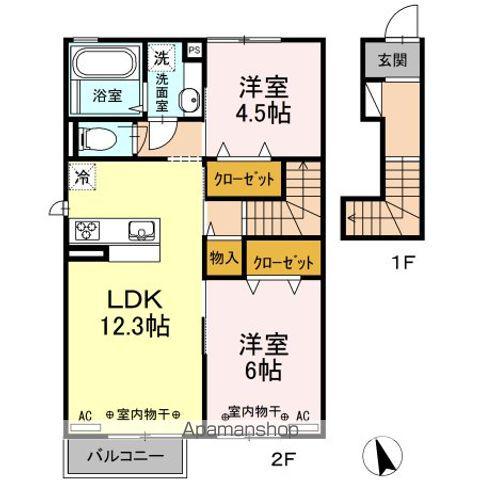 コンフォーティア東仙北 A(2LDK/2階)の間取り写真