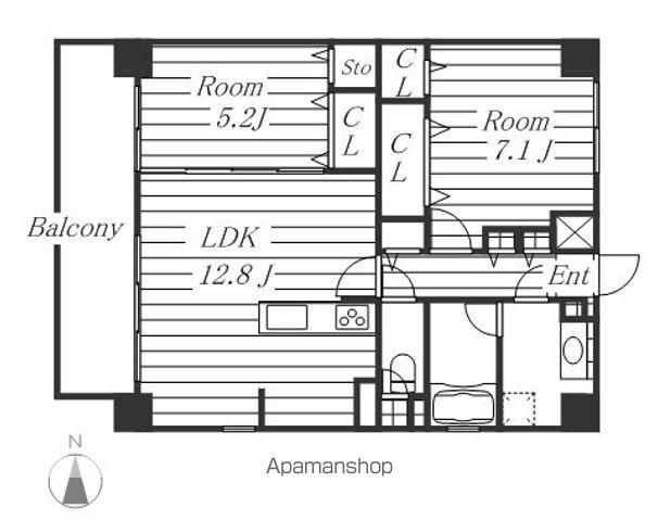 グランディール名古屋(2LDK/8階)の間取り写真