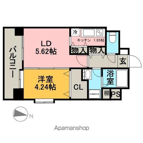 ソシオス平尾(1LDK/7階)の間取り写真
