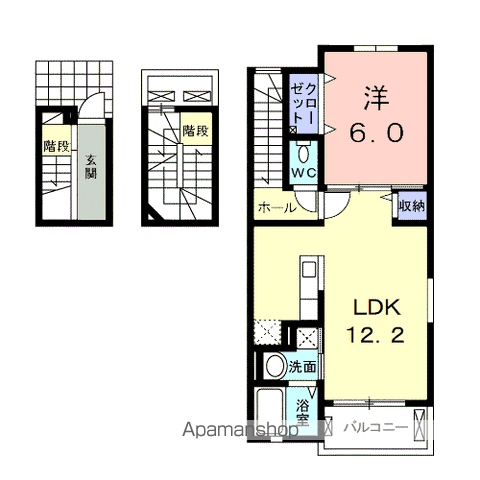 アイラビスタⅡ(1LDK/3階)の間取り写真