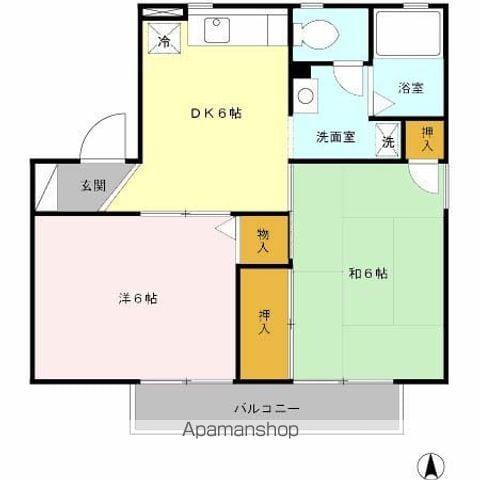 クレセール八木B棟(2DK/1階)の間取り写真