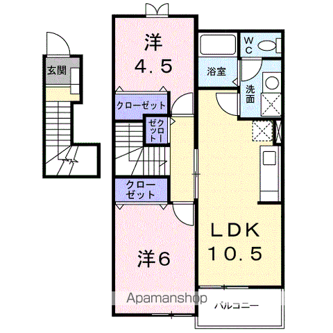 ノイ B(2LDK/2階)の間取り写真