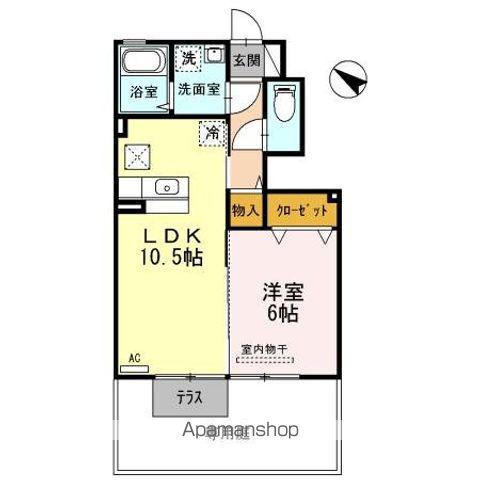 御所アリビオ(1LDK/1階)の間取り写真