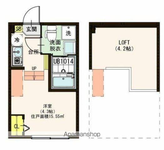 ロシャメゾン(ワンルーム/2階)の間取り写真