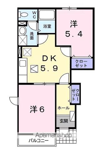 アヴニールⅧ(2DK/1階)の間取り写真