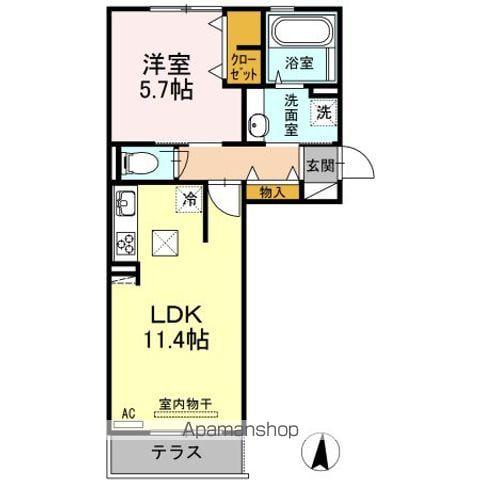 キャルル B棟(1LDK/1階)の間取り写真