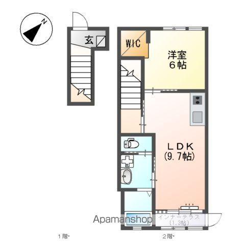 JIN2ND(1LDK/2階)の間取り写真