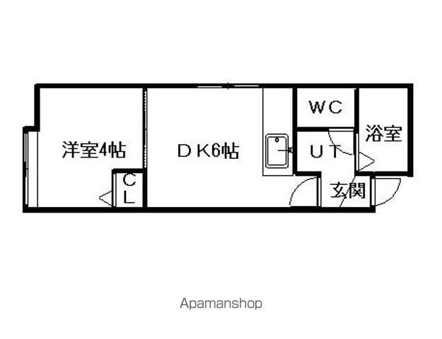 VILLAGE厚別Ⅱ(1DK/2階)の間取り写真