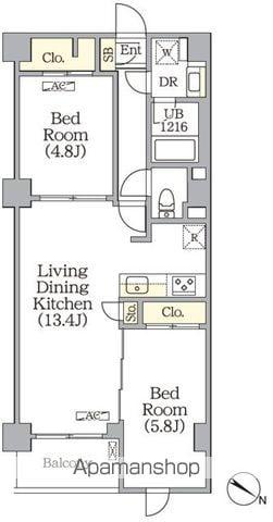 プライムガーデン赤塚(2LDK/4階)の間取り写真