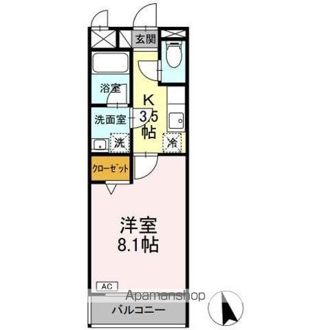 ジャンリュミエール(1K/1階)の間取り写真