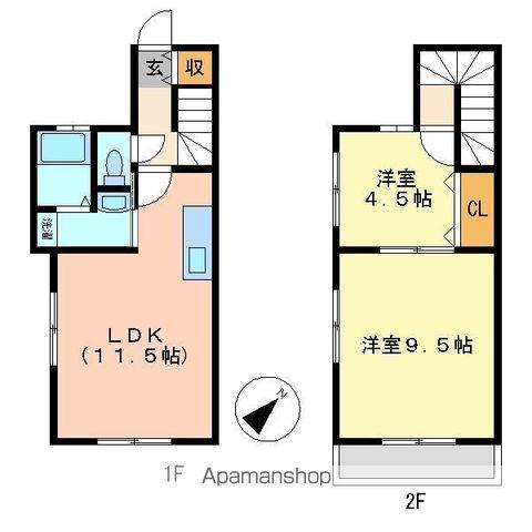 八朔ハウス A・B(2LDK/1階)の間取り写真