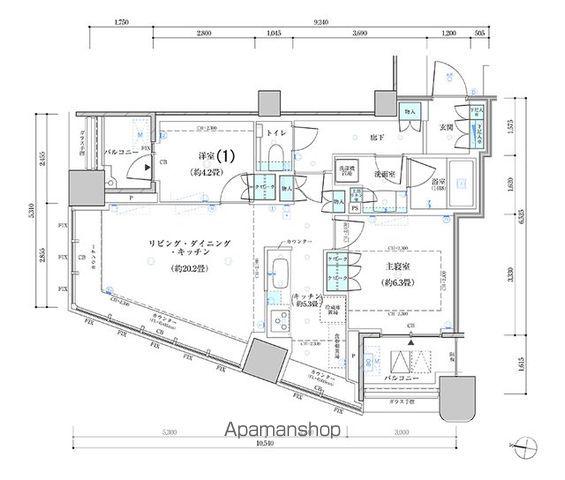 パークタワー勝どき サウス棟(2LDK/17階)の間取り写真