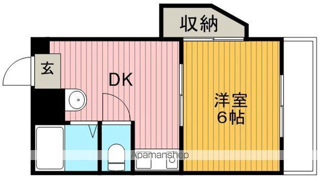 アライビル(1DK/3階)の間取り写真