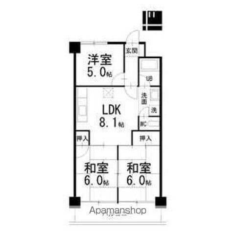 ジュネス21(3DK/3階)の間取り写真