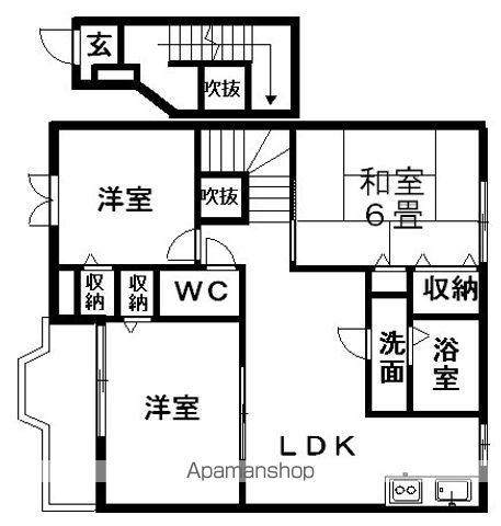 パークハイグランドⅡ(3LDK/2階)の間取り写真