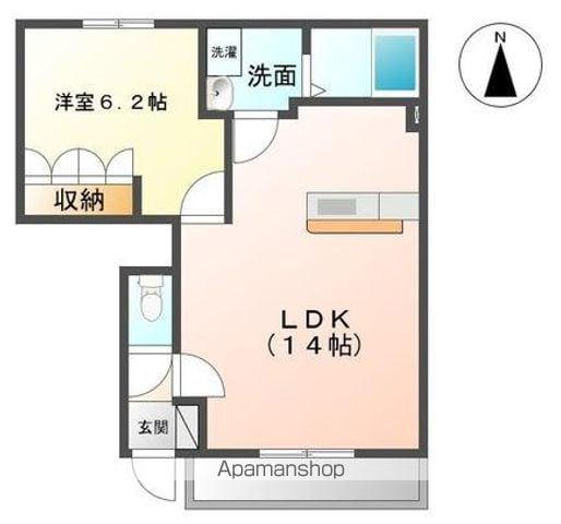 フォルティアC棟(1LDK/1階)の間取り写真