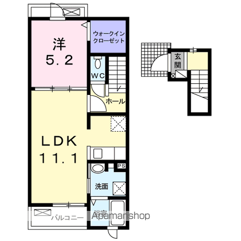 アンジュメゾン(1LDK/2階)の間取り写真