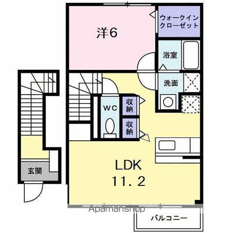 キャプリコートB(1LDK/2階)の間取り写真
