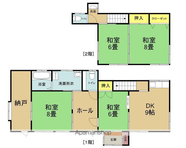八戸線 白銀駅 徒歩6分 2階建 築59年(4SDK)の間取り写真