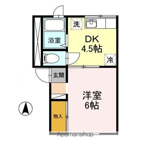 コーポやまびこ(1DK/2階)の間取り写真