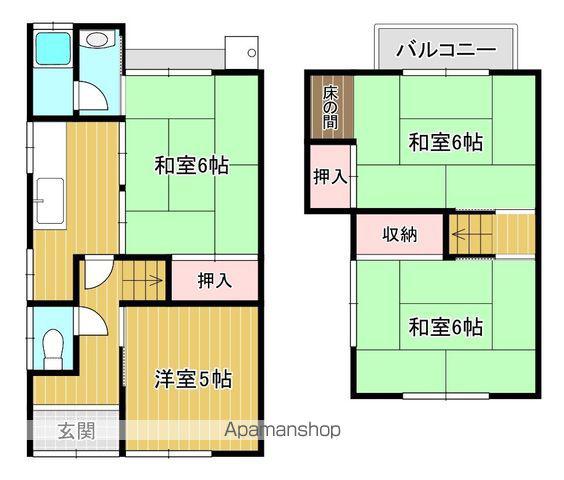 京都府城陽市 2階建 築54年(4K)の間取り写真