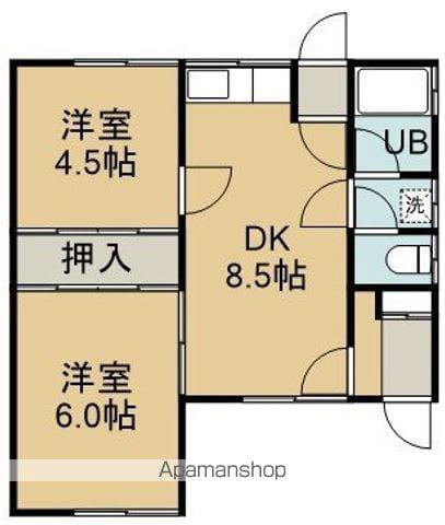 美原4丁目21番1棟2戸(2DK/1階)の間取り写真