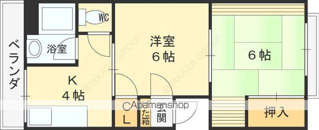 サニーハイツ(2K/2階)の間取り写真