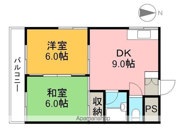 フタバハイフラット(2DK/2階)の間取り写真