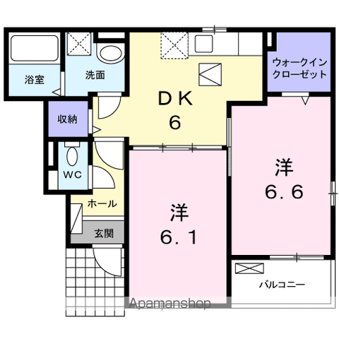 カーサ ディ ファーロ(2DK/1階)の間取り写真