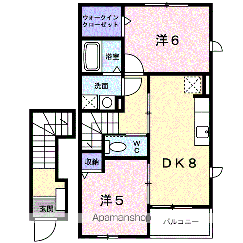 ルラルⅠ(2DK/2階)の間取り写真