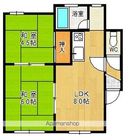 13条ハイツ(2DK/1階)の間取り写真