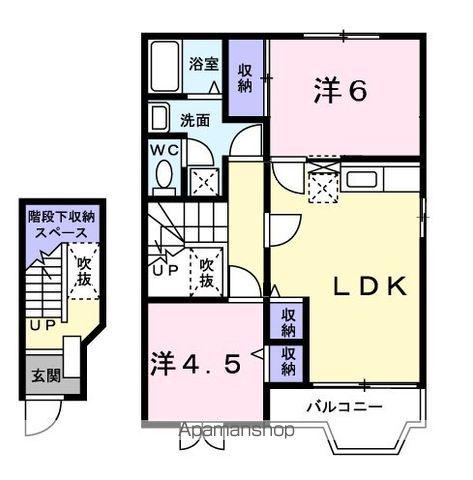ラ.ファミリア B(2LDK/2階)の間取り写真