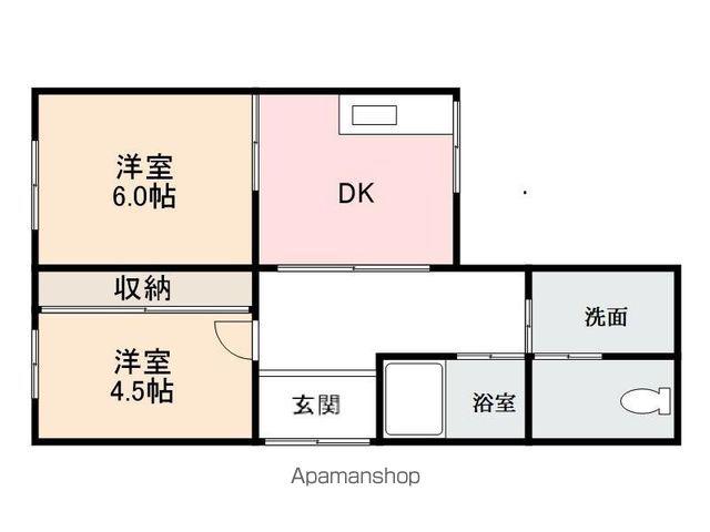 八栗ハイツ(2DK/1階)の間取り写真