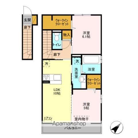 ERBENHEIM Ⅴ(2LDK/2階)の間取り写真