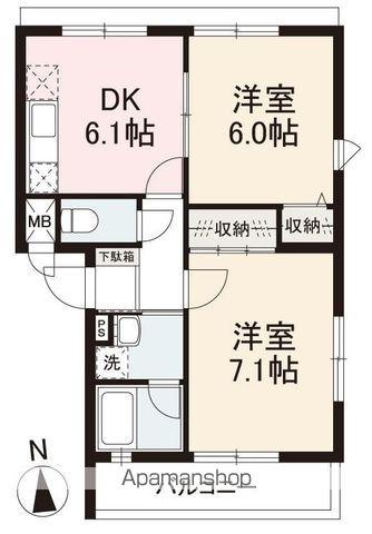 サンロベリア(2DK/3階)の間取り写真