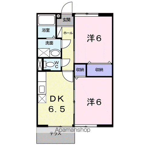 ブランドール・ヴィラ(2DK/1階)の間取り写真