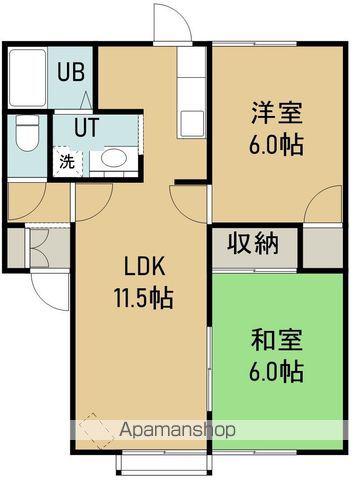 ケンパレスC棟(2LDK/1階)の間取り写真