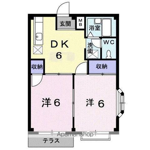 フォレストパークA(2DK/1階)の間取り写真