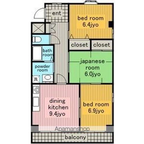 クレストハイム引山(3LDK/3階)の間取り写真