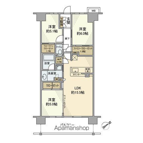 ソライエ流山おおたかの森(3LDK/8階)の間取り写真