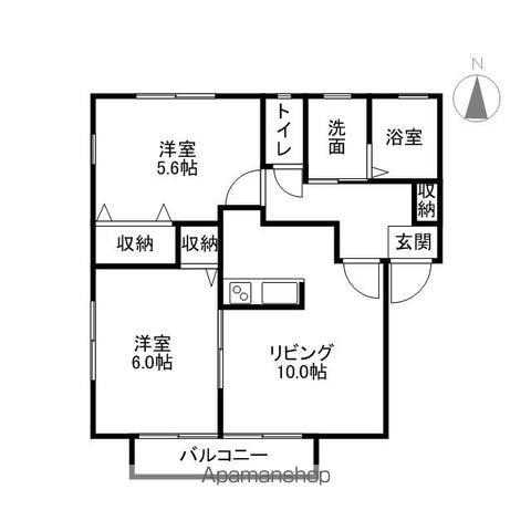 東武鉄道小泉線 本中野駅 徒歩13分 2階建 築20年(2LDK/1階)の間取り写真